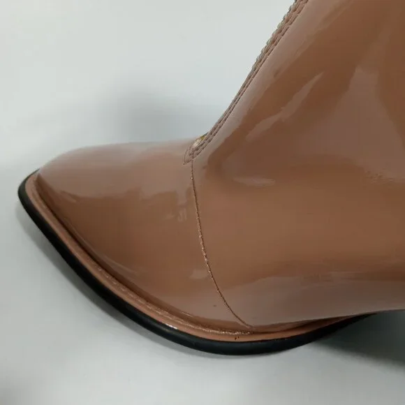 OPEN EDIT 'Chloe' Front Zip Carmel Color Tan Beige Boots Womens Size 7.5M - Picture 10 of 15